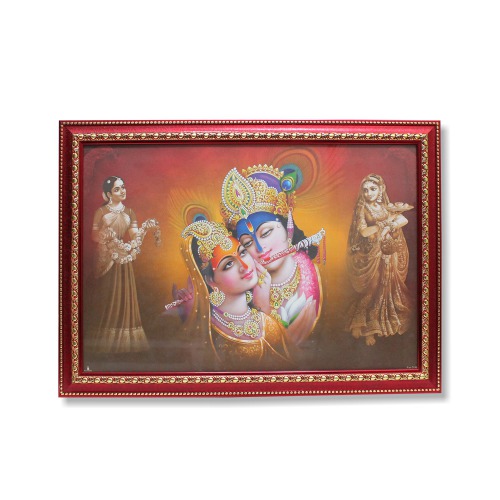 Radha kishna Religious Wood Photo Frames (Glass) For Worship | Pooja Photo frame | Multi colour