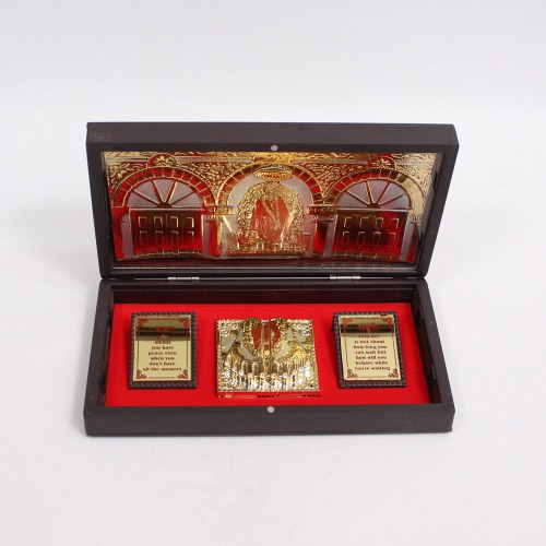 Gold Plated Jain Mahatirth Darshan Photo Frame With Box