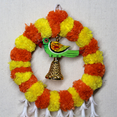 Marigold Round Popat Latkan Small | Wall Hanging Latkan | Door Latkan | Toran Latkan | For Diwali, Party, House Warming etc