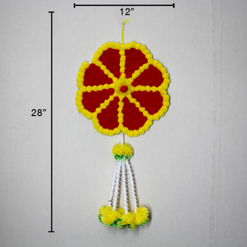 Red and Yellow Marigold Flower Latkan | Wall Hanging Latkan | Door Latkan | Toran Latkan | For Diwali, Party, House Warming etc