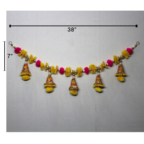 Bell Toran with Wool Pom Pom Balls and Beads | Ghanti Toran | Diwali Special Toran | Diwali Entrance Decoration | For Diwali, Party, House Warming etc