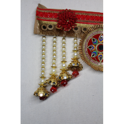 Fabric Zari Border Lace with Beads Toran for Main Door Online | Door Hanging Toran Online | For Diwali entrance decoration, Party, House Warming etc