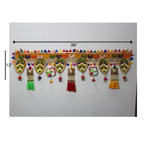 Colourful Jute Paan & Parrot Toran for Main Door Online | Door Hanging Toran Online | For Diwali entrance decoration, Party, House Warming etc