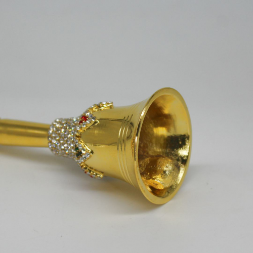 24K Gold Plated Brass Bell/Ghanti with Triangle Diamond Design