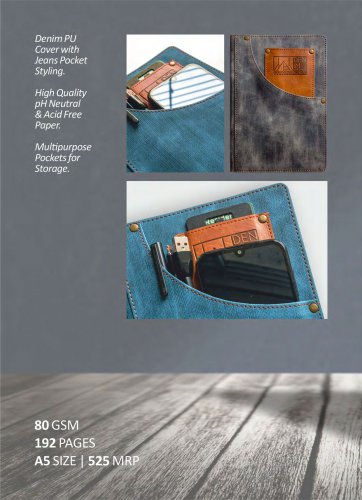 Engage | Denim Vintage Style Travel Journal | Thick & Flexible PU Cover with Diligently Stitched Borders